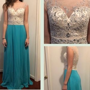 Sequin Blue Prom Dress